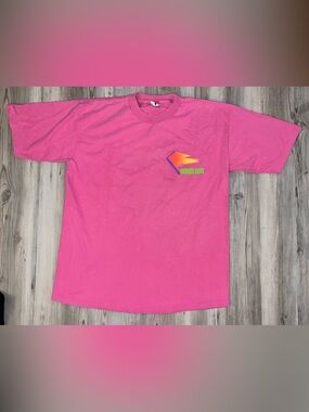Vintage Bugle Boy T Shirt Men’s Pink Short Sleeve Large L  Made in USA